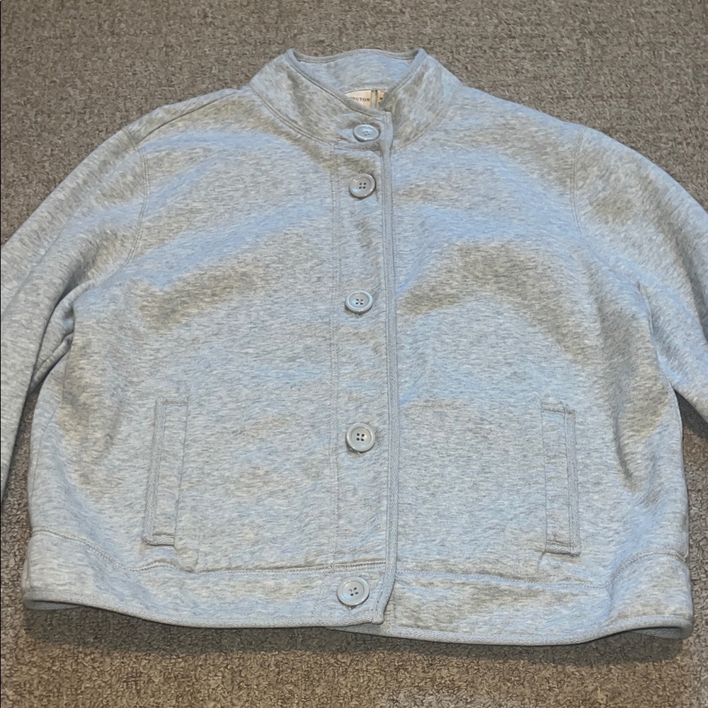 Covington Heather Gray Sweatshirt Button Down Jacket Size Large